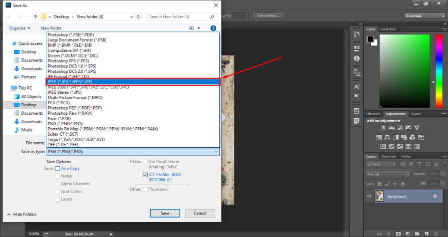 How To Save Photoshop As A Jpeg